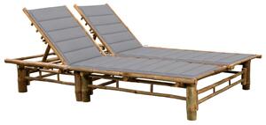 VidaXL Ležaljka za sunčanje za dvije osobe od bambusa s jastucima