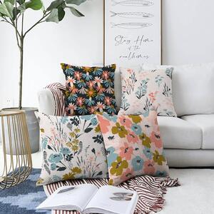 Set od 4 premaza na jastuke Minimalistički jastuk pokriva cvjetanje, 55 x 55 cm