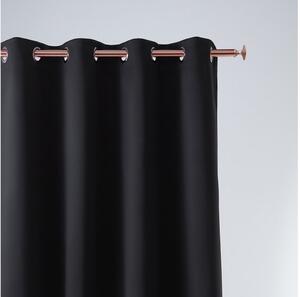 Luksuzni crni jednobojni zastor s ušicom 140 x 280 cm