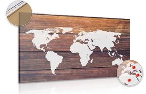 Slika na plutu zemljovid svijeta s drvenom pozadinom