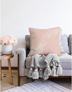 Svjetlo ružičasta jastučnica s udjelom pamuka Minimalist Cushion Covers Leaves, 55 x 55 cm