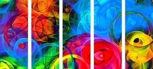 5-dijelna slika apstrakcija puna boja