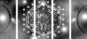 5-dijelna slika zadivljujuća Mandala u crno-bijelom dizajnu