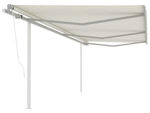 VidaXL Automatska tenda na uvlačenje sa stupovima 6 x 3 m krem