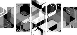 5-dijelna slika apstraktna geometrija u crno-bijelom dizajnu
