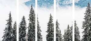 5-dijelna slika borovi pod snijegom