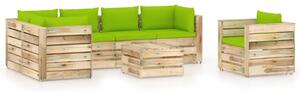 VidaXL 7-dijelna vrtna garnitura s jastucima zeleno impregnirano drvo