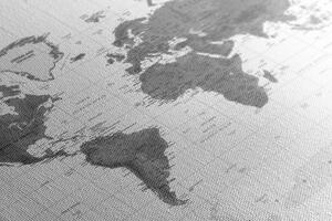 Slika prekrasni zemljovid svijeta u crno-bijelom dizajnu