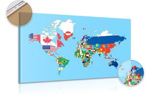 Slika na plutu zemljovid svijeta sa zastavama