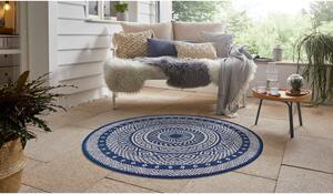 Plavo-sivi vanjski tepih ragami krug, Ø 160 cm