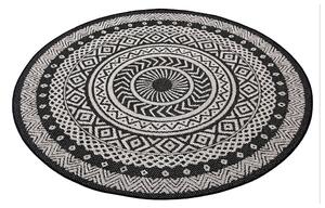 Crno-sivi vanjski tepih ragami krug, Ø 120 cm