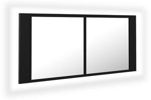 VidaXL LED kupaonski ormarić s ogledalom crni 100x12x45 cm akrilni