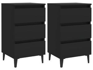 VidaXL 805908 Bed Cabinet with Metal Legs 2 pcs Black 40x35x69 cm