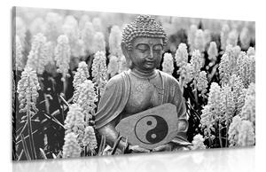 Slika jin i jang Buddha u crno-bijelom dizajnu