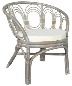 VidaXL Blagovaonska stolica s jastukom siva prirodni ratan i platno