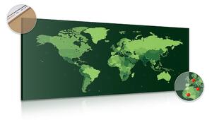 Slika na plutu detaljni zemljovid svijeta u zelenoj boji