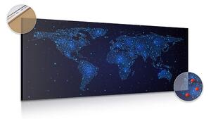 Slika na plutu zemljovid svijeta s noćnim nebom