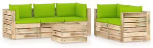 VidaXL 6-dijelna vrtna garnitura s jastucima zeleno impregnirano drvo