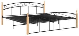 VidaXL Okvir za krevet crni od metala i masivne hrastovine 180x200 cm