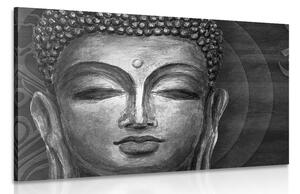 Slika lice Buddhe u crno-bijelom dizajnu