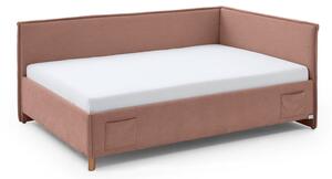Ružičasti podstavljeni kutni dječji krevet s prostorom za odlaganje s podnicom 140x200 cm Fun – Meise Möbel