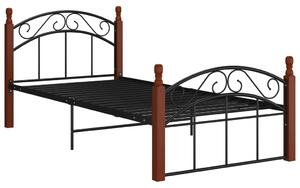 VidaXL Okvir za krevet crni od metala i masivne hrastovine 90 x 200 cm