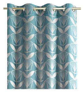 Plava zavjesa AmeliaHome Floris, 140 x 250 cm