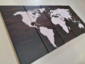 5-dijelna slika zemljovid svijeta na drvu