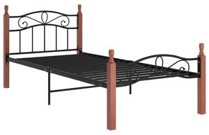 VidaXL Okvir za krevet crni od metala i masivne hrastovine 90 x 200 cm
