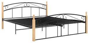 VidaXL Okvir za krevet crni od metala i masivne hrastovine 160x200 cm