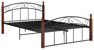 VidaXL Okvir za krevet crni od metala i masivne hrastovine 140x200 cm