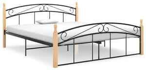 VidaXL Okvir za krevet crni od metala i masivne hrastovine 160x200 cm