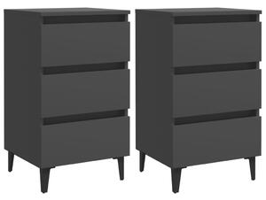 VidaXL 805910 Bed Cabinet with Metal Legs 2 pcs Grey 40x35x69 cm