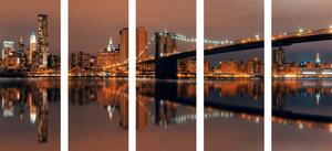 5-dijelna slika odsjaj Manhattana u vodi
