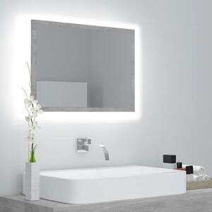 VidaXL LED kupaonsko ogledalo siva boja betona 60 x 8,5 x 37 cm drvo