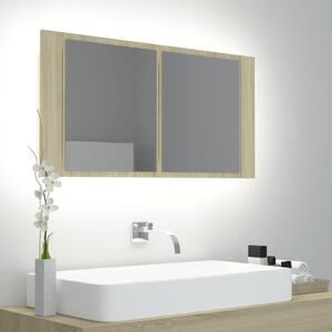 VidaXL LED kupaonski ormarić s ogledalom boja hrasta 90x12x45 akrilni