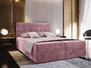 Tapecirani boxspring krevet GLORIEN VELVET 160x200 cm ružičasta Madrac: Bonell opružni madrac