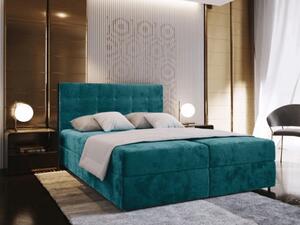 Tapecirani boxspring krevet GLORIEN VELVET 140x200 cm tirkizna Madrac: Bonell opružni madrac