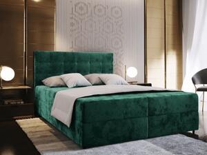 Tapecirani boxspring krevet GLORIEN VELVET 160x200 cm tamno zelena Madrac: Bonell opružni madrac