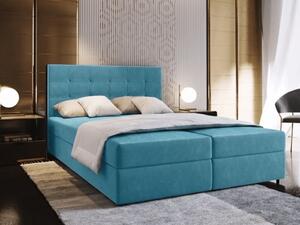 Tapecirani krevet boxspring GLORIEN VELVET 140x200 cm plava Madrac: Bonell opružni madrac
