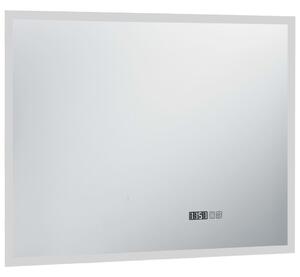 Kupaonsko LED ogledalo sa senzorom na dodir i satom 80 x 60 cm
