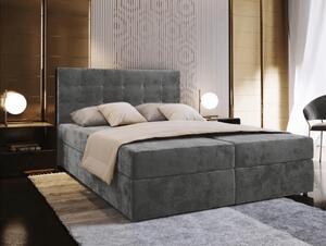 Tapecirani krevet boxspring GLORIEN VELVET 140x200 cm siva Madrac: Bonell opružni madrac