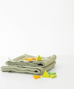 Dječji zeleni laneni ručnik s kapuljačom Linen Tales Waffle, 70 x 70 cm