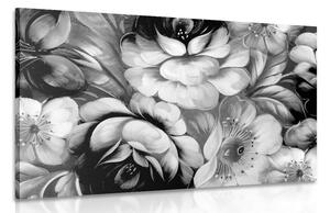 Slika impresionistički svijet cvijeća u crno-bijelom dizajnu