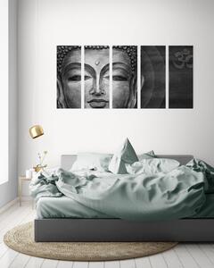 5-dijelna slika lice Buddhe u crno-bijelom dizajnu