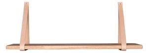 Drvena polica sa smeđim kožnim ručkama House Nordic Forno, 120 x 20 cm