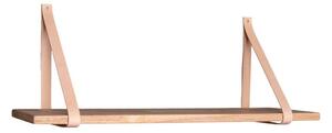 Drvena polica sa smeđim kožnim ručkama House Nordic Forno, 80 x 20 cm