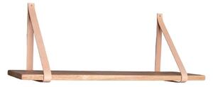 Drvena polica sa smeđim kožnim ručkama House Nordic Forno, 120 x 20 cm