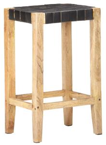 VidaXL Barski stolci od prave kože 2 kom crni 75 cm