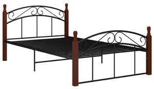 VidaXL Okvir za krevet crni od metala i masivne hrastovine 120x200 cm